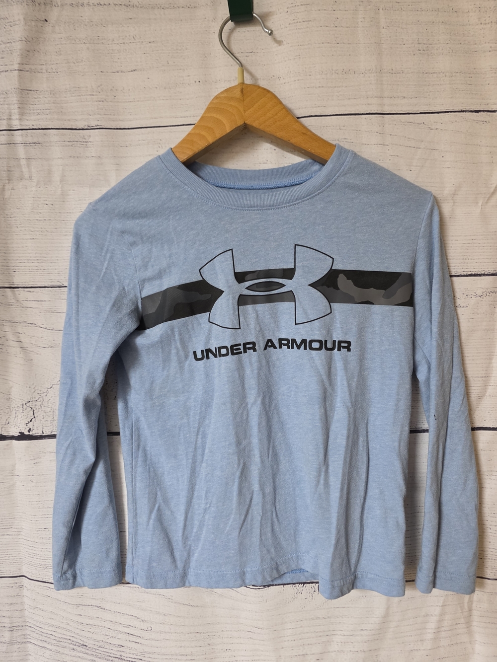 Under Armour Light Blue Long Sleeve Shirt with Camo Logo Band